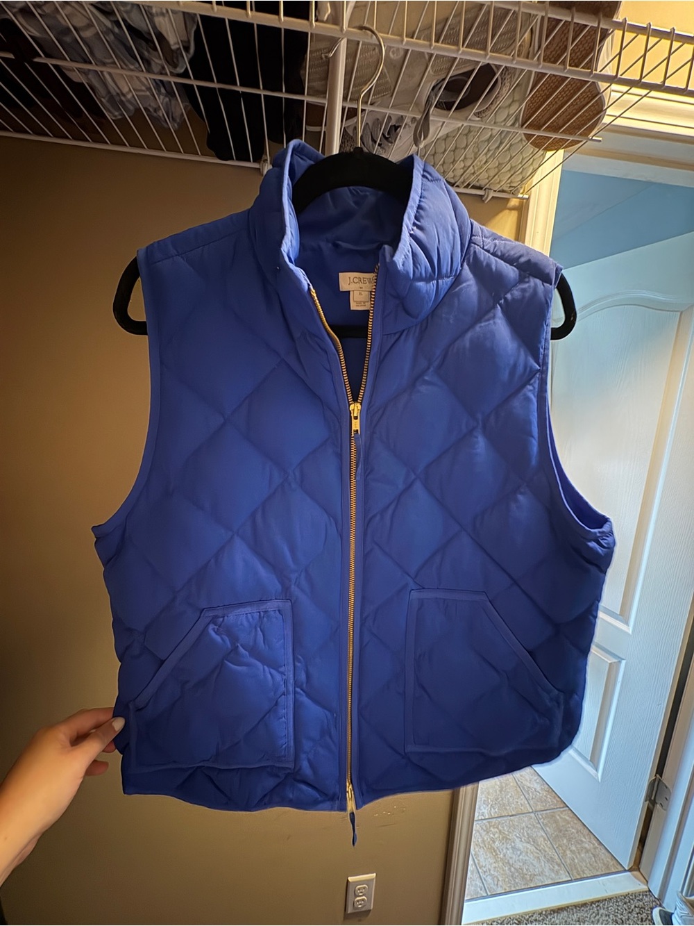 J Crew Royal Blue Quilted Zip Front Puffer Vest
